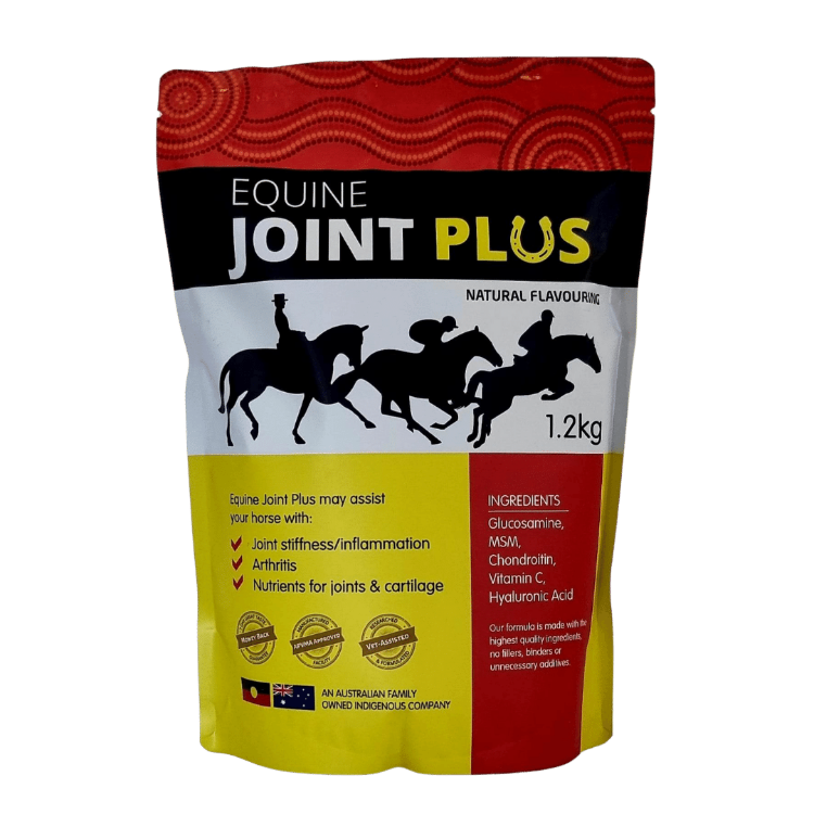 Equine Joint Plus 1.2kg is a premium joint supplement containing five key ingredients:  Glucosamine, MSM, Chondroitin, Hyaluronic acid, and Vitamin C.  These have been clinically proven to: