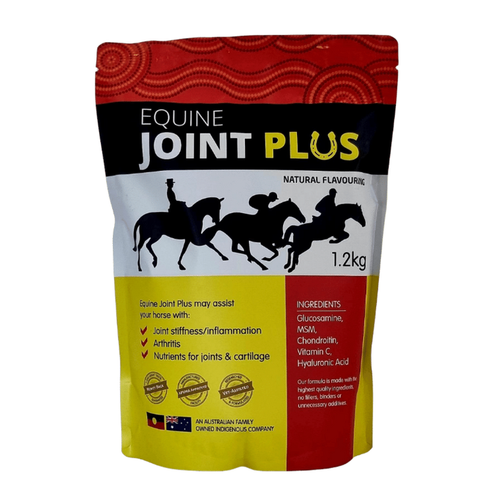 Equine Joint Plus 1.2kg is a premium joint supplement containing five key ingredients:  Glucosamine, MSM, Chondroitin, Hyaluronic acid, and Vitamin C.  These have been clinically proven to: